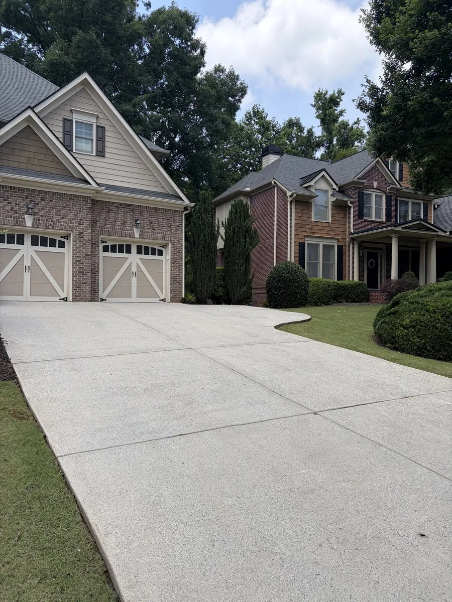 Driveway after pressure washing — clean